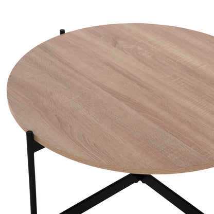Coffee Tables 2pcs Set Ronda Hm21089.02 Mdf In Sonama Color Φ80cm & Φ50cm