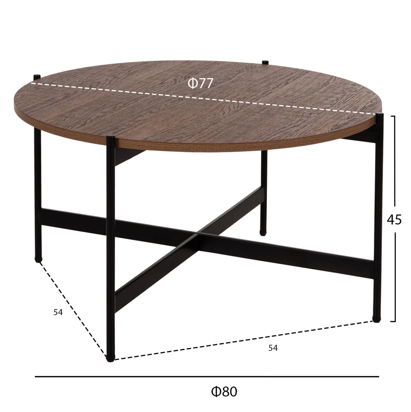 Coffee Tables 2pcs Set Ronda Hm21089.03 Mdf In Walnut Color Φ80cm & Φ50cm