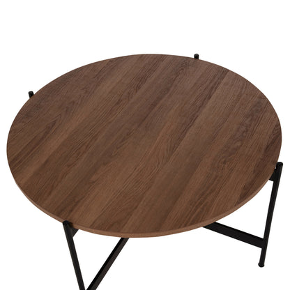 Coffee Tables 2pcs Set Ronda Hm21089.03 Mdf In Walnut Color Φ80cm & Φ50cm