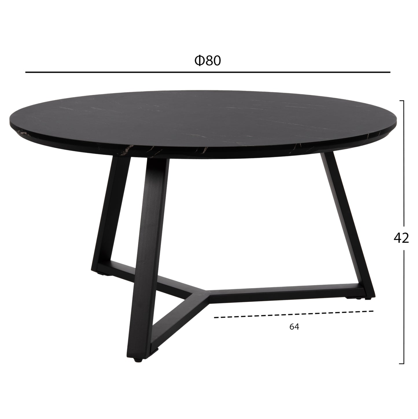 Coffee Tables 2pcs Set Rocket Hm21090 Mdf In Black Marble Color Φ80cm & Φ45cm