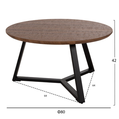 Coffee Tables 2pcs Set Rocket Hm21090.02 Mdf In Walnut Color Φ80cm & Φ45cm