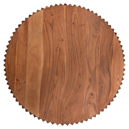 Set 2pcs Coffee Tables Round Sedge Hm11944 Solid Acacia Wood In Natural Φ90 & Φ40cm.