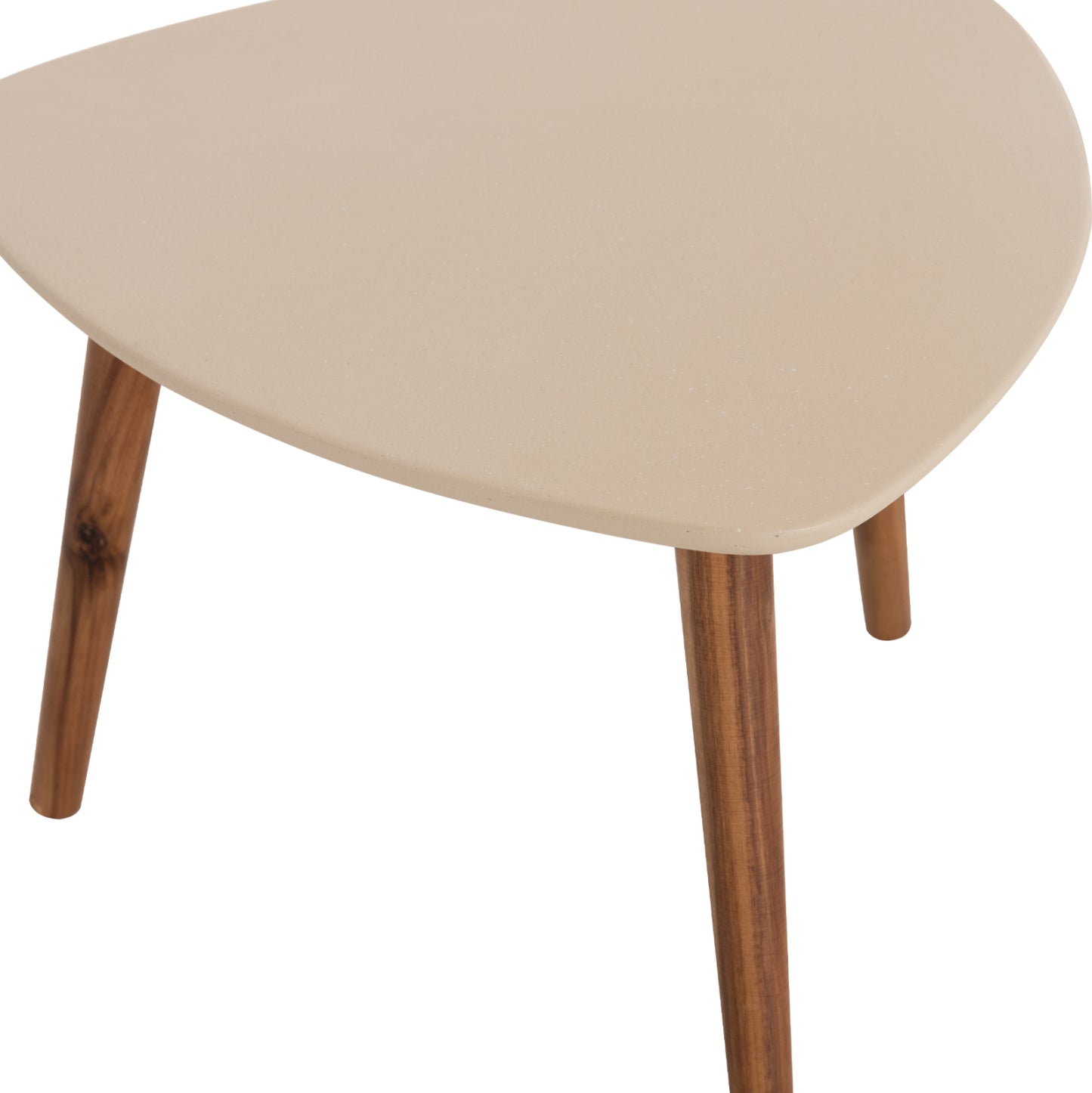 Set 3pcs Side Tables Prantis Hm10734.02 Fiber Cement In Beige--acacia Wood Legs