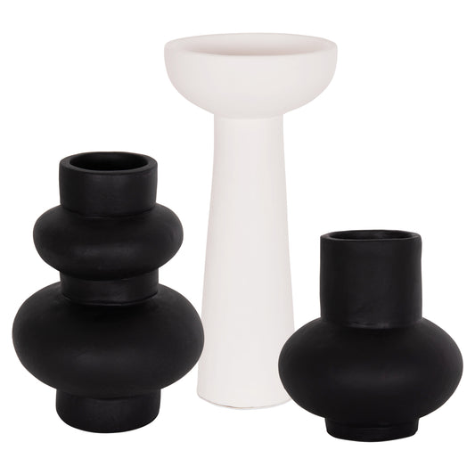 Set Of 3 Table Decorative Vases Deni Hm21141 Fiber Cement In White
