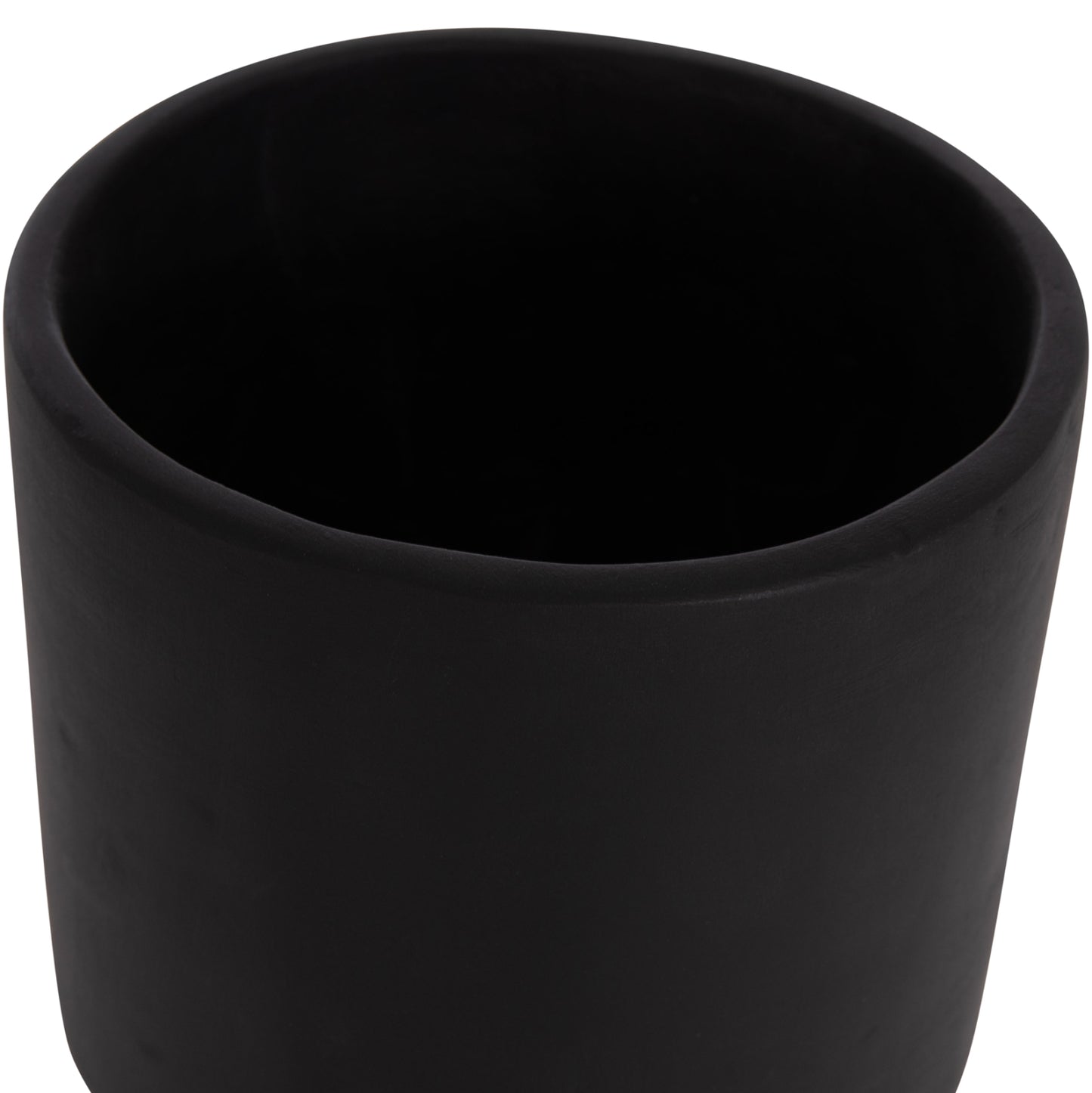 Set 3 Pots/vases With Teak Bases Tanti Hm4685.01 Fiber Cement In Black