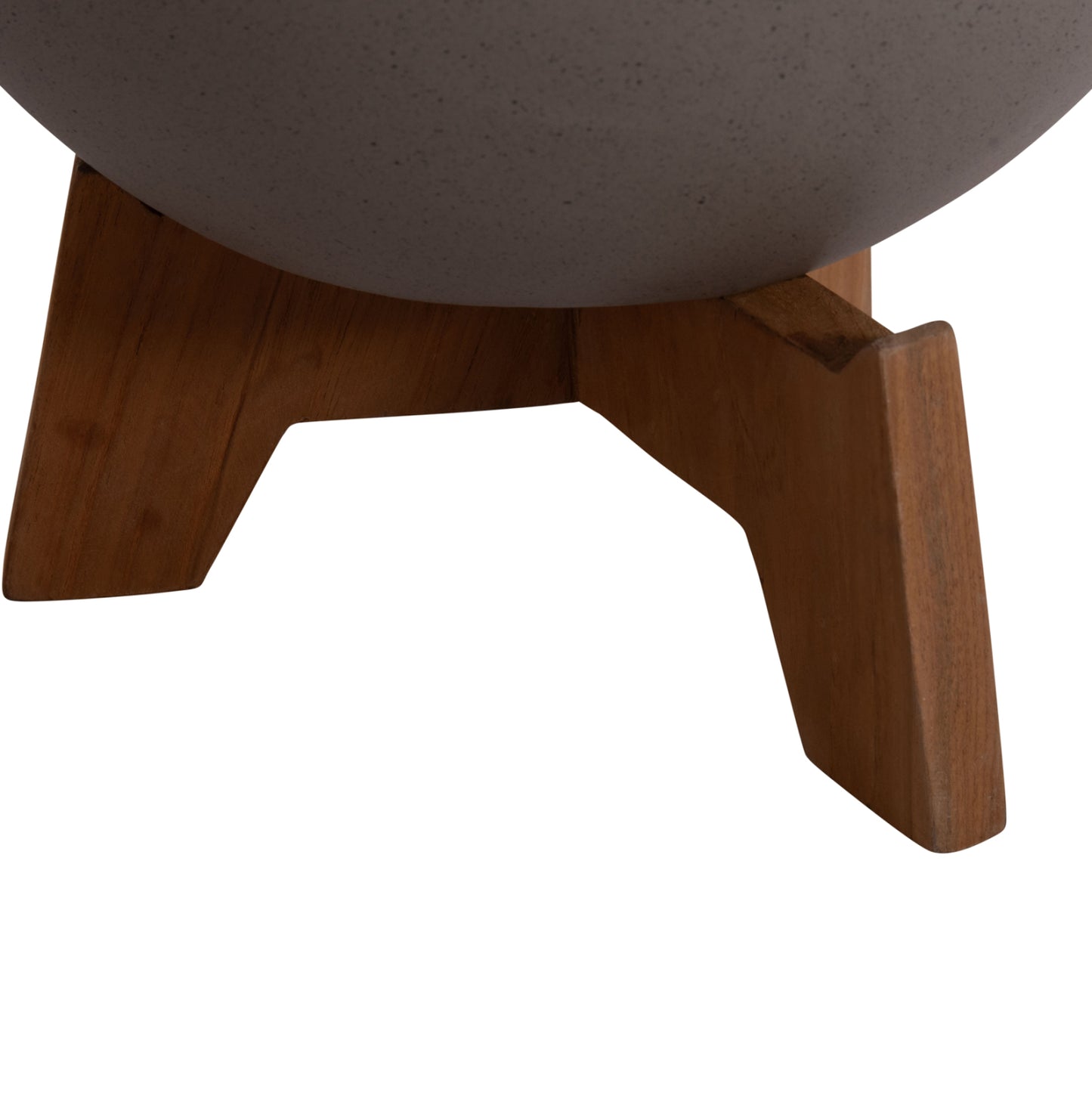 Set 3 Pots/vases With Teak Bases Tryll Hm4681.03 Fiber Cement In Grey