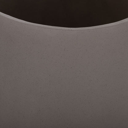 Set 3 Pots/vases With Teak Bases Tryll Hm4681.03 Fiber Cement In Grey