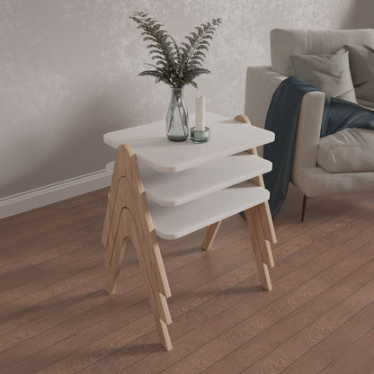 Side Tables 3pcs Set Reacher Hm18176.01 Melamine In Sonama-white 40x30x40hcm.