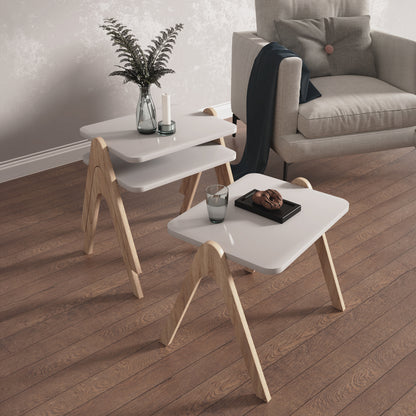 Side Tables 3pcs Set Reacher Hm18176.01 Melamine In Sonama-white 40x30x40hcm.
