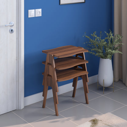 Side Tables 3pcs Set Essent Hm18175.05 Melamine In Walnut 45x35x40hcm.