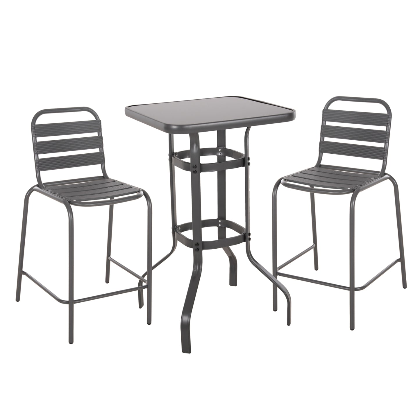 Outdoor Lounge Set 3pcs Laura Hm21054.01 Grey Metal & Aluminum