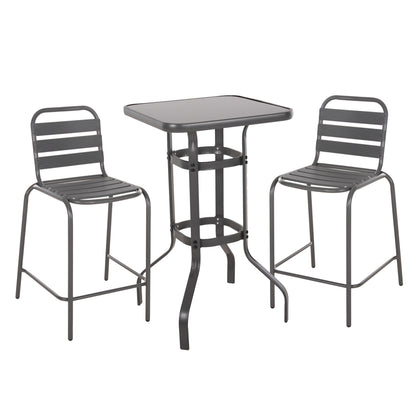 Outdoor Lounge Set 3pcs Laura Hm21054.01 Grey Metal & Aluminum