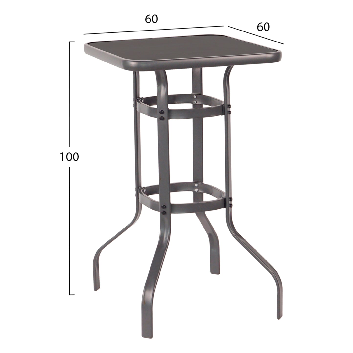 Outdoor Lounge Set 3pcs Laura Hm21054.03 Black Metal & Aluminum