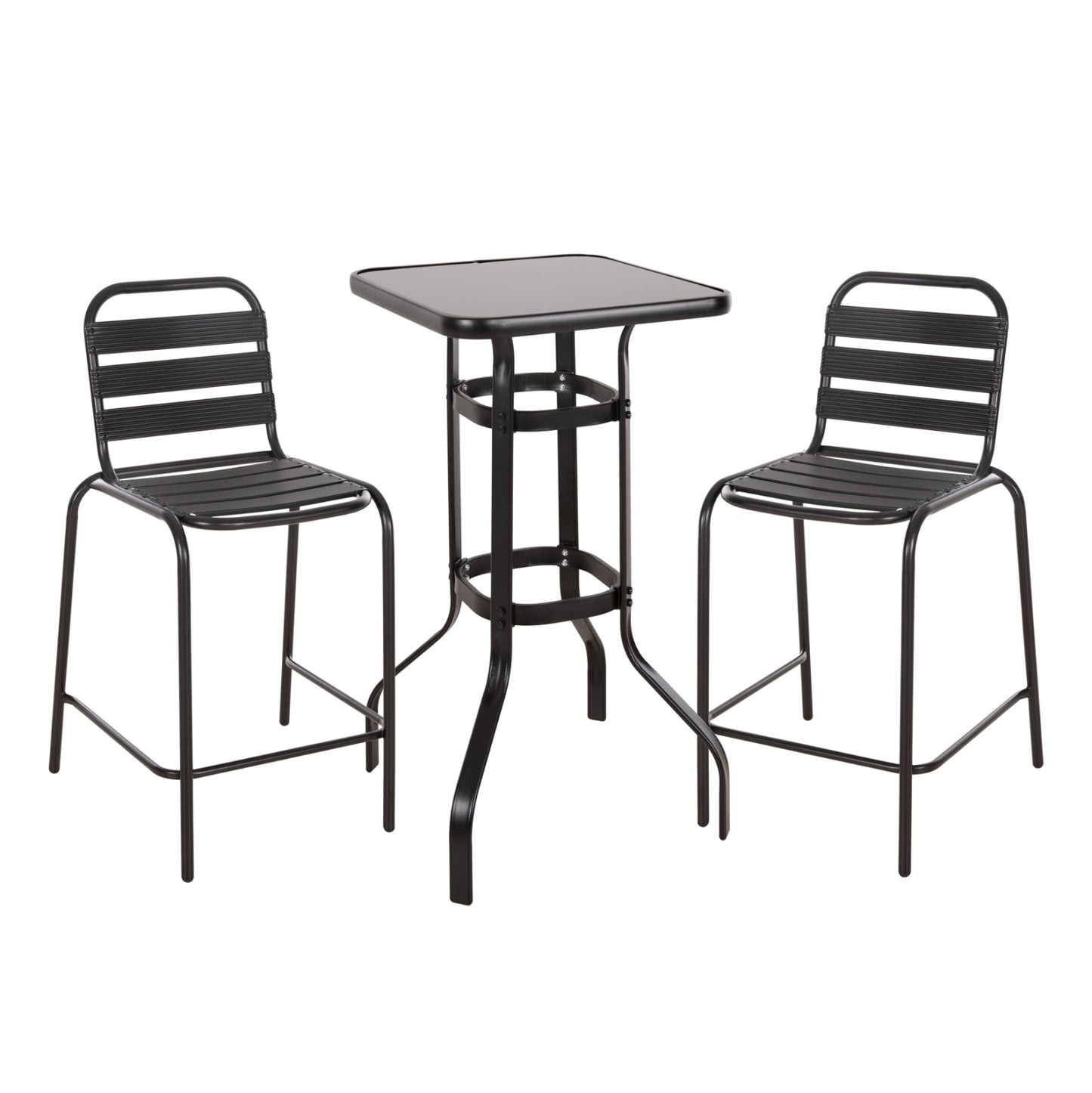 Outdoor Lounge Set 3pcs Laura Hm21054.03 Black Metal & Aluminum