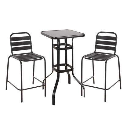 Outdoor Lounge Set 3pcs Laura Hm21054.03 Black Metal & Aluminum