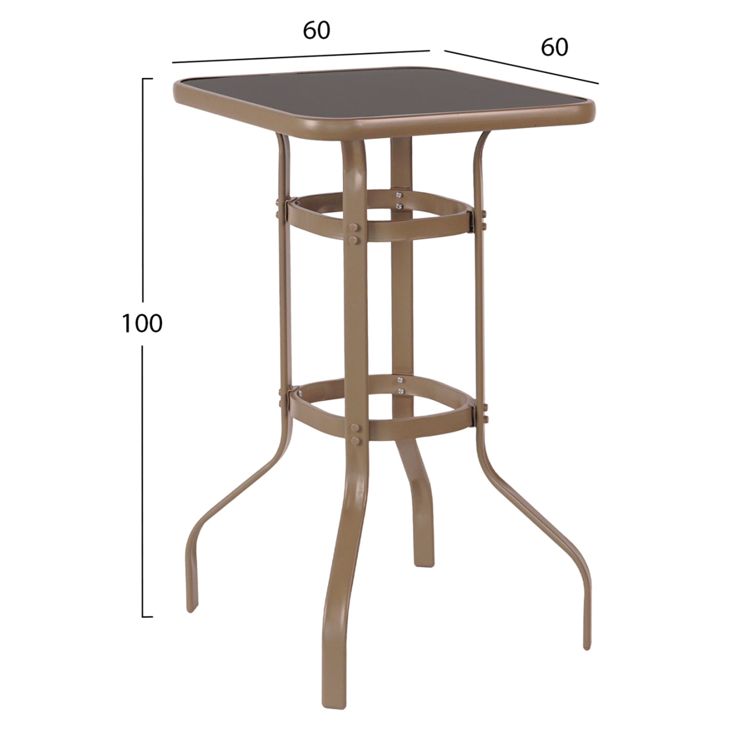Outdoor Lounge Set 3pcs Laura Hm21054.04 Champagne-colored Metal & Aluminum