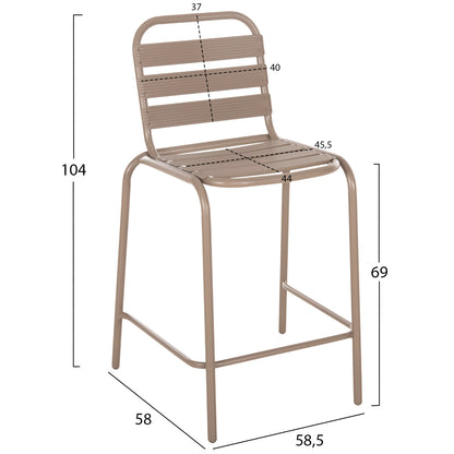 Outdoor Lounge Set 3pcs Laura Hm21054.04 Champagne-colored Metal & Aluminum