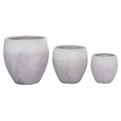 Garden Planters Set 3pcs Series Gardener Hm4718 Fiberclay In White Φ55x54hcm.