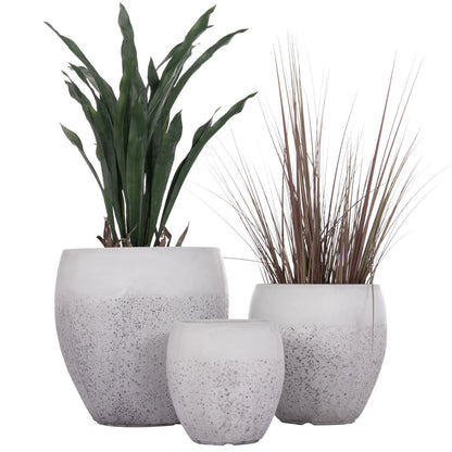 Garden Planters Set 3pcs Series Gardener Hm4718 Fiberclay In White Φ55x54hcm.