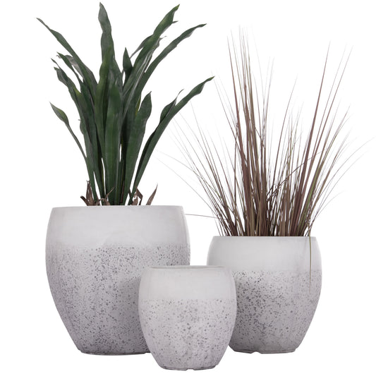 Garden Planters Set 3pcs Series Gardener Hm4718 Fiberclay In White Φ55x54hcm.