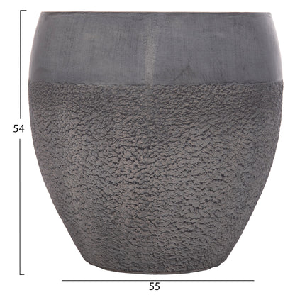 Garden Planters Set 3pcs Series Gardener ΗΜ4725 Fiberclay In Dark Cement Color Φ55x54hcm.