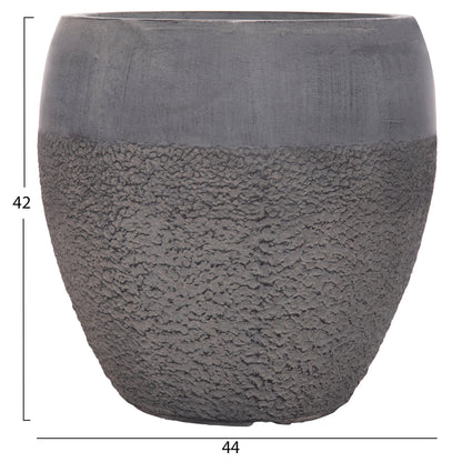 Garden Planters Set 3pcs Series Gardener ΗΜ4725 Fiberclay In Dark Cement Color Φ55x54hcm.