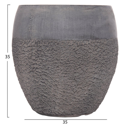 Garden Planters Set 3pcs Series Gardener ΗΜ4725 Fiberclay In Dark Cement Color Φ55x54hcm.