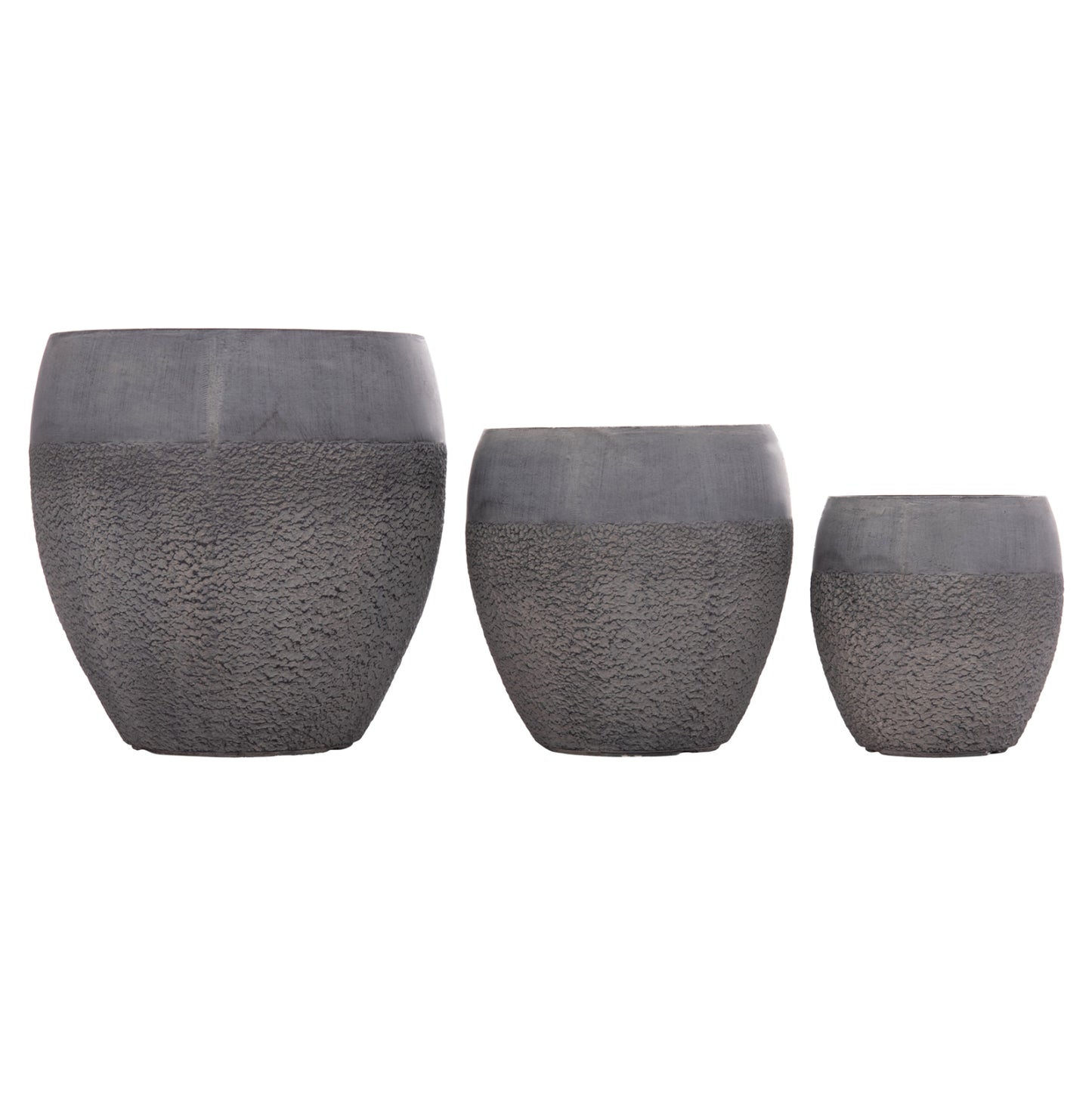 Garden Planters Set 3pcs Series Gardener ΗΜ4725 Fiberclay In Dark Cement Color Φ55x54hcm.