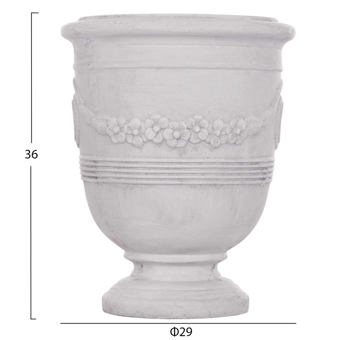 Garden Planters With Relief Designs Set 3pcs Gardener Hm4729 Fiberclay In Off White Φ58x72.5hcm.