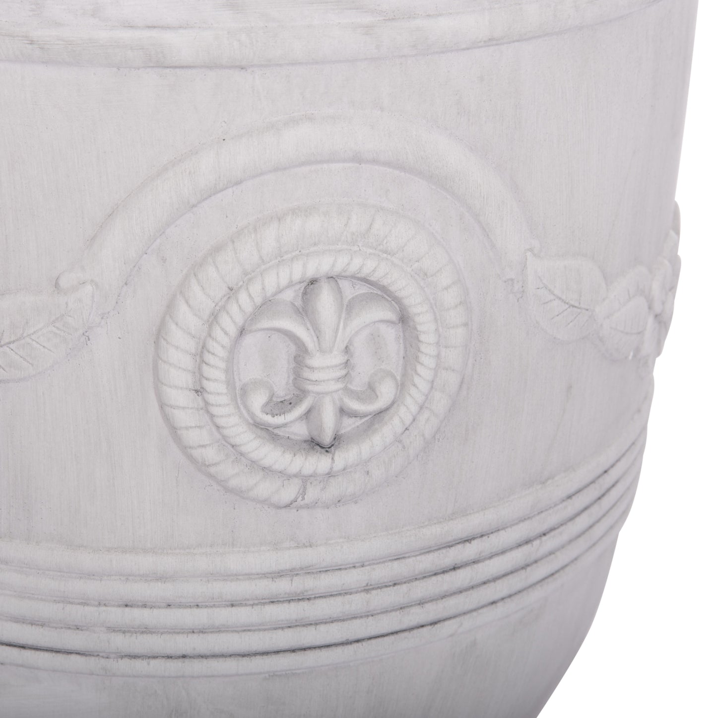 Garden Planters With Relief Designs Set 3pcs Gardener Hm4729 Fiberclay In Off White Φ58x72.5hcm.