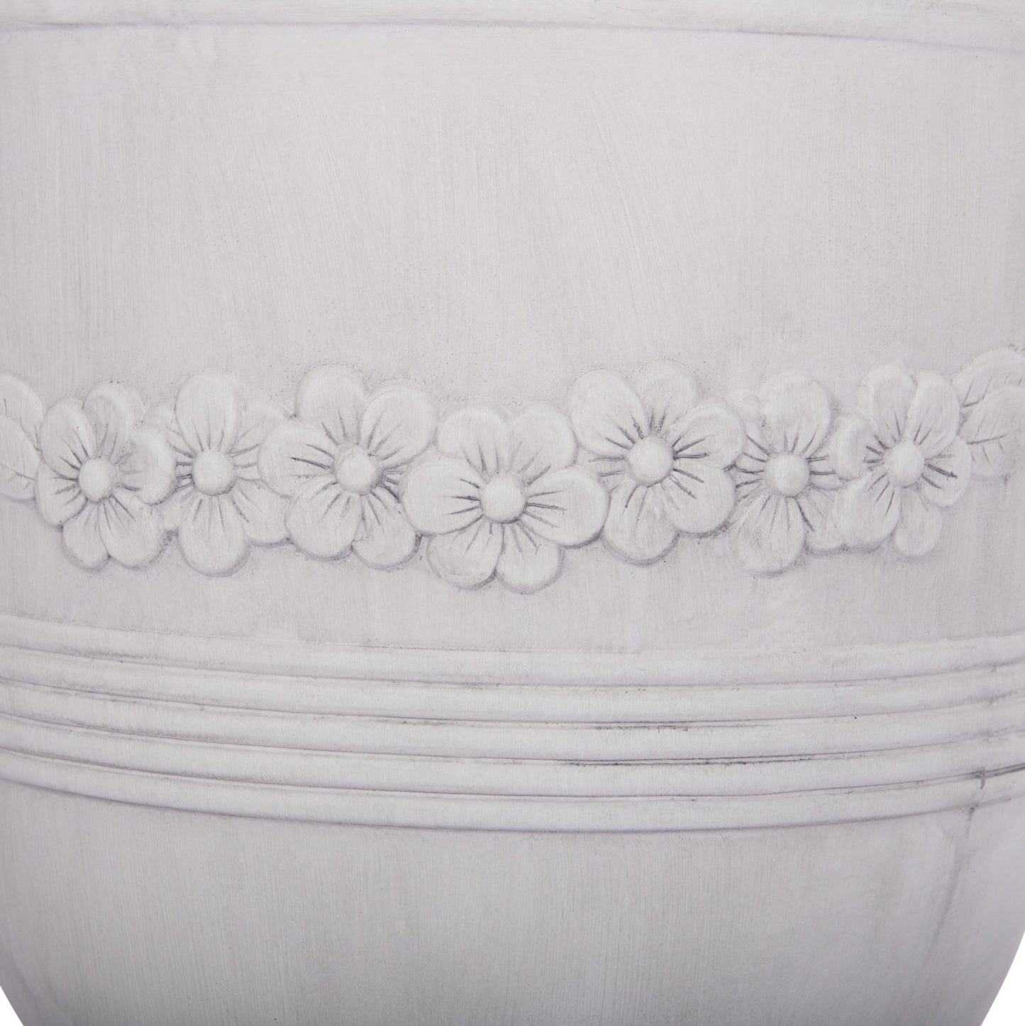 Garden Planters With Relief Designs Set 3pcs Gardener Hm4729 Fiberclay In Off White Φ58x72.5hcm.
