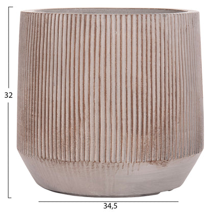 Garden Planters Round Set 3pcs Series Gardener Hm4724 Fiberclay In Light Brown Color Φ55x55hcm.