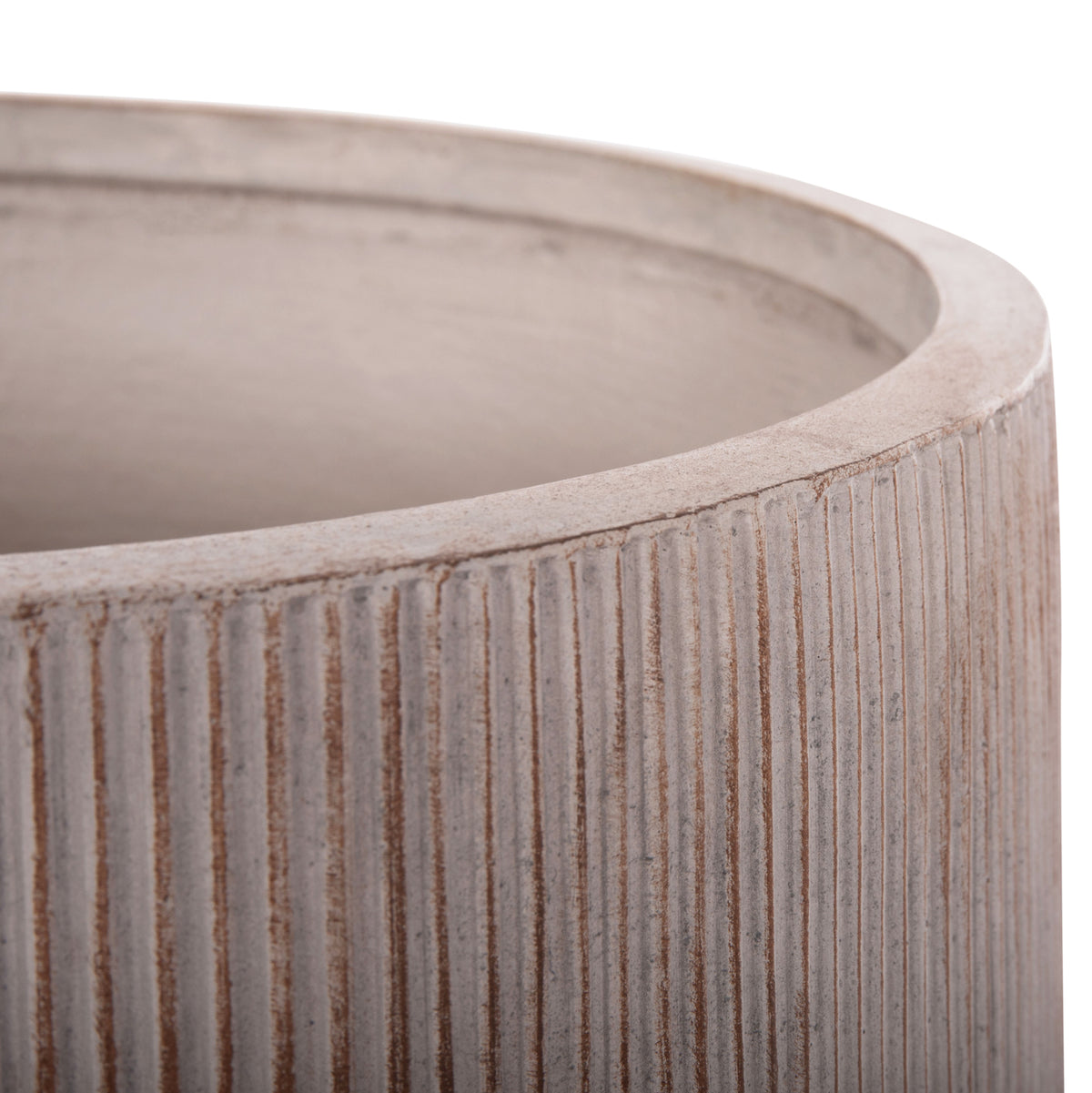 Garden Planters Round Set 3pcs Series Gardener Hm4724 Fiberclay In Light Brown Color Φ55x55hcm.