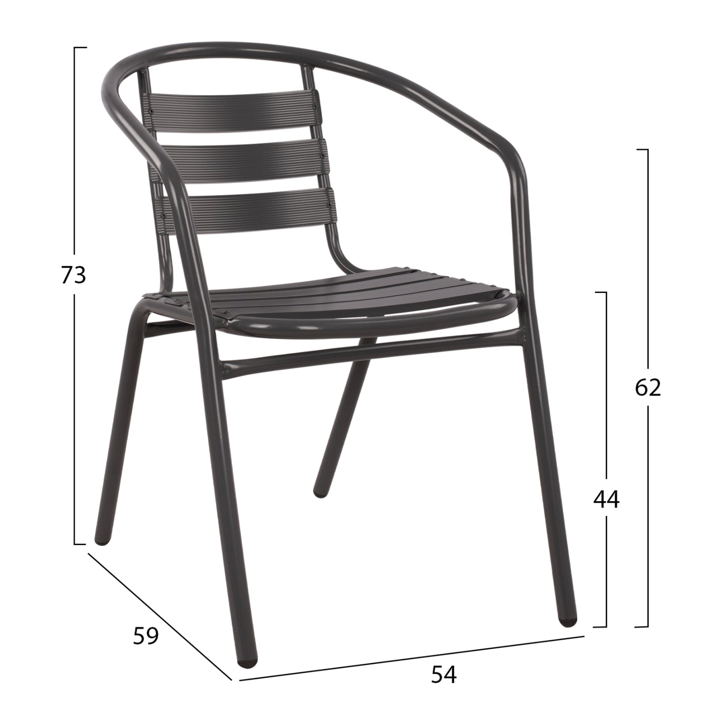 Set 3 Pieces With Table Figo 70x70x72 & Armchairs Laura Grey Color Hm10469