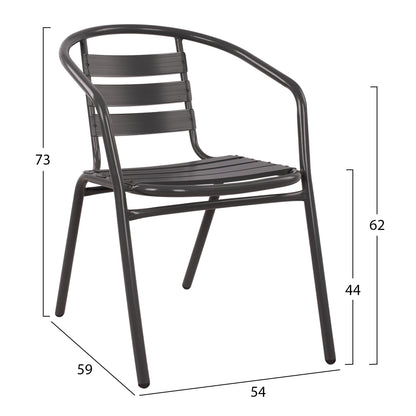 Set 3 Pieces With Table Figo 70x70x72 & Armchairs Laura Grey Color Hm10469