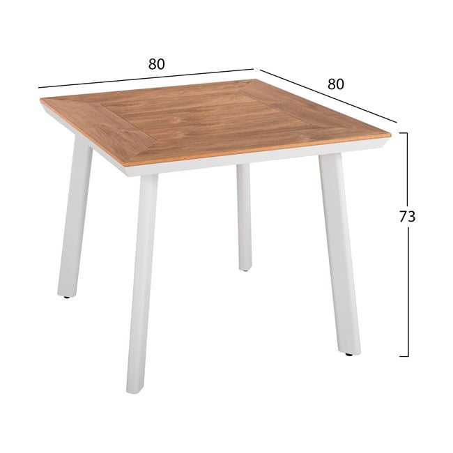 Set 3 Pieces With Table 80x80x73 & Armchairs Aluminum In White Color Hm10537.01