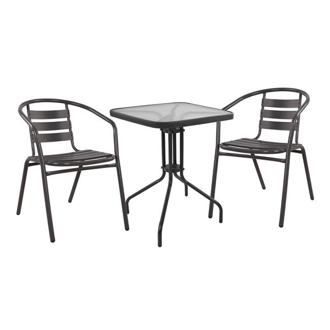 Set 3 Pieces With Table Figo 60x60x72 & Armchairs Laura Grey Color Hm10468.01