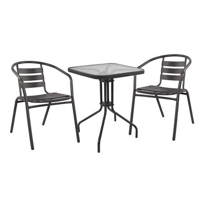 Set 3 Pieces With Table Figo 60x60x72 & Armchairs Laura Grey Color Hm10468.01