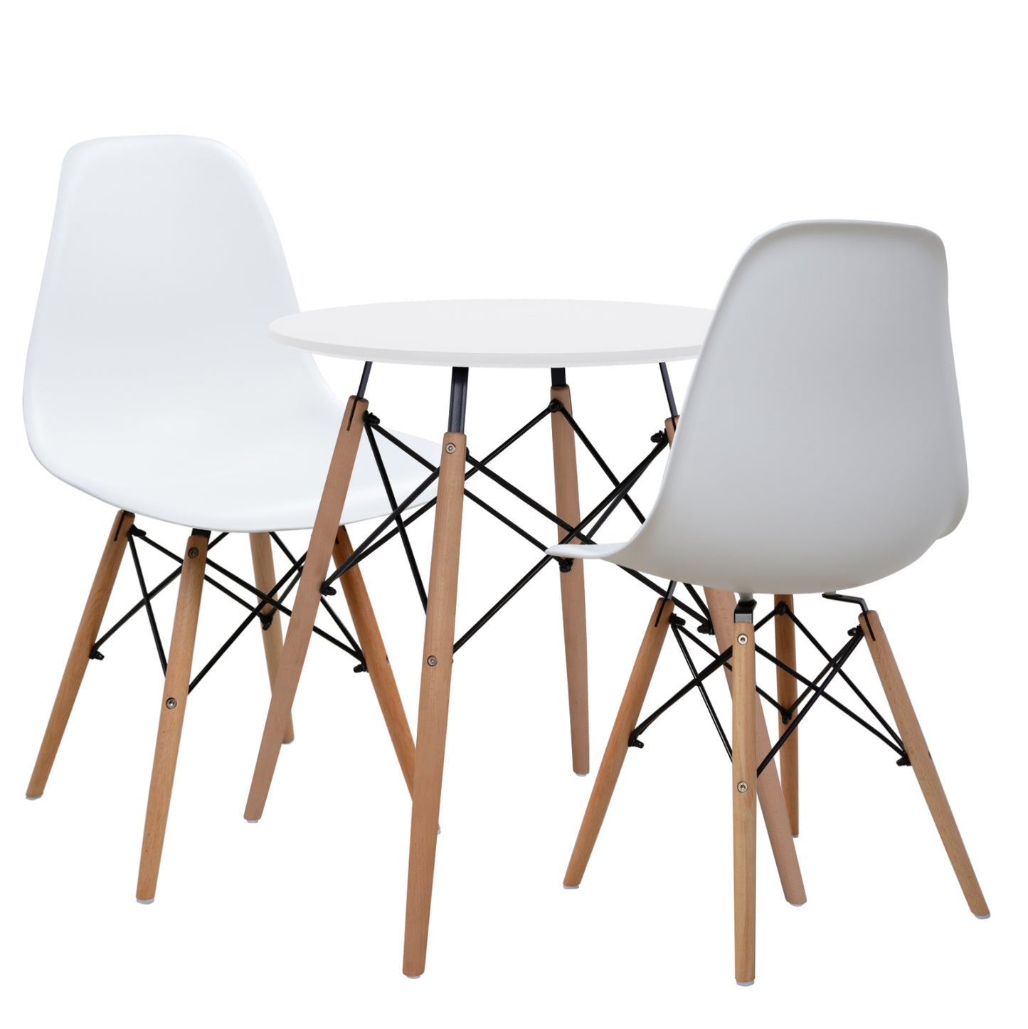 Set 3 Pieces Dining Table White & Chair Hm10297