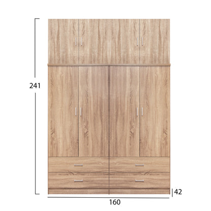 Set 4 Pieces Wardrobe 4 Pieces With Loft And 4 Drawers Sonama 160x42x241 Hm11352.02