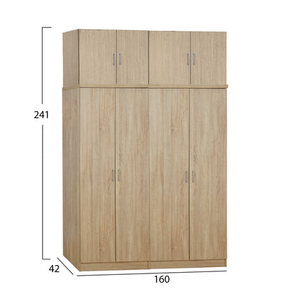 Set 4 Pieces Wardrobe Four Leaf With Loft Sonama 160x42x241 Hm11353.02