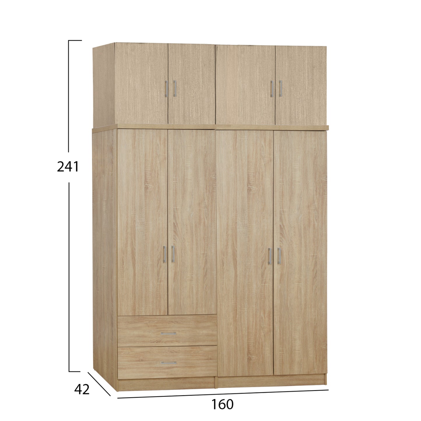 Set 4 Pieces Wardrobe Four-leaf With Loft Sonama 160x42x241 Hm11355.02