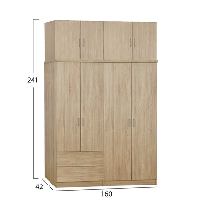 Set 4 Pieces Wardrobe Four-leaf With Loft Sonama 160x42x241 Hm11355.02