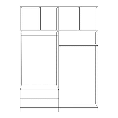 Set 4 Pieces Wardrobe Four-leaf With Loft Sonama 160x42x241 Hm11355.02