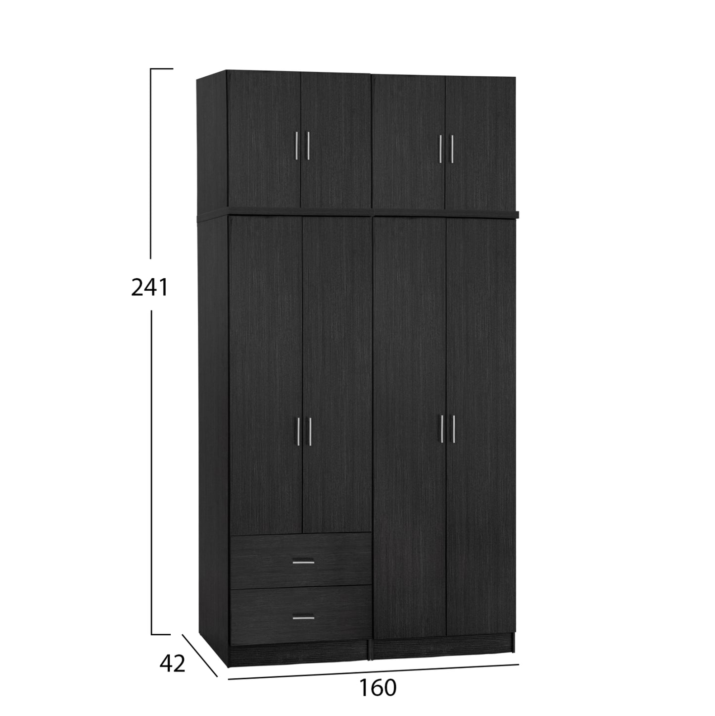 Set 4 Pieces Wardrobe Four Leaf With Loft Zebrano 160x42x241 Hm11355.01