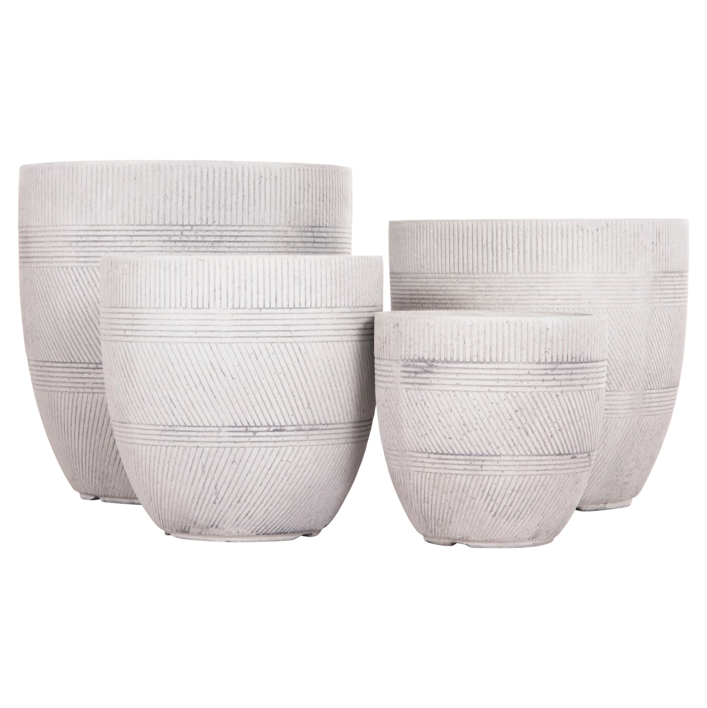 Garden Planters Round Set 4pcs Series Gardener Hm4719 Fiberclay--in Cement Color Φ44x43hcm.