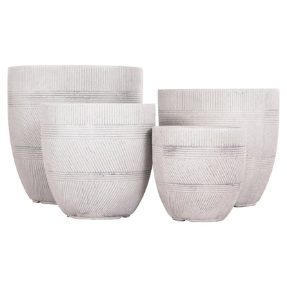 Garden Planters Round Set 4pcs Series Gardener Hm4719 Fiberclay--in Cement Color Φ44x43hcm.