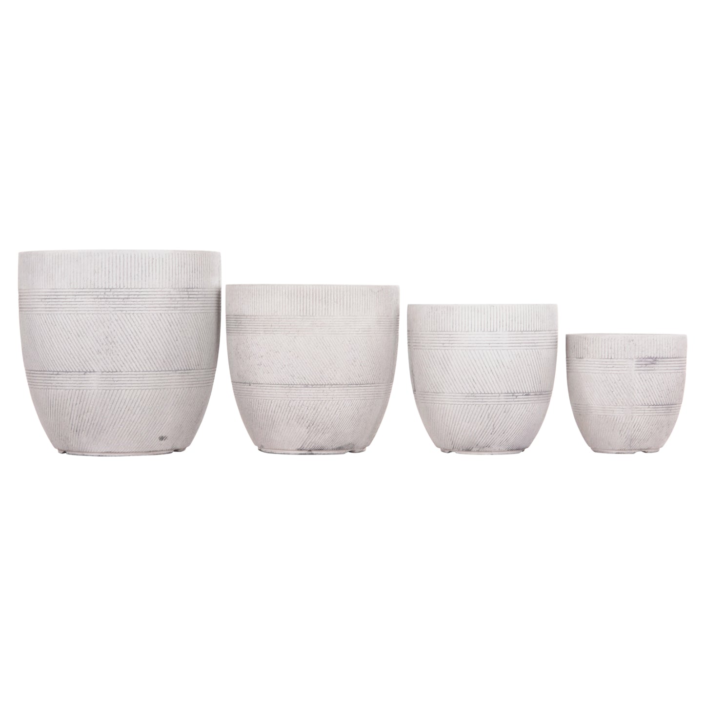 Garden Planters Round Set 4pcs Series Gardener Hm4719 Fiberclay--in Cement Color Φ44x43hcm.