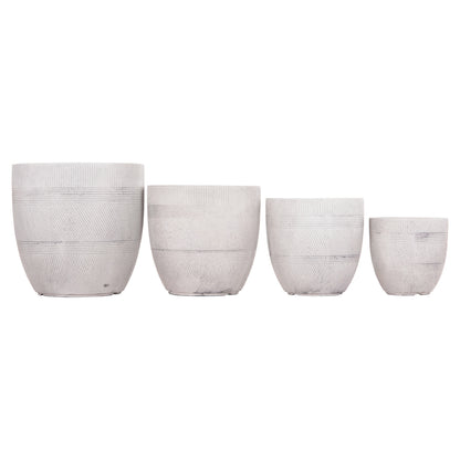 Garden Planters Round Set 4pcs Series Gardener Hm4719 Fiberclay--in Cement Color Φ44x43hcm.