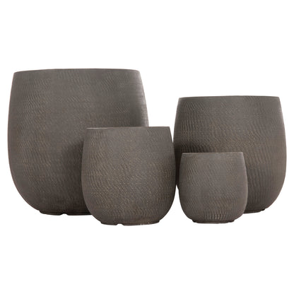 Garden Planters Round Set 4pcs Series Gardener Hm4726 Fiberclay Green Φ52x55hcm.